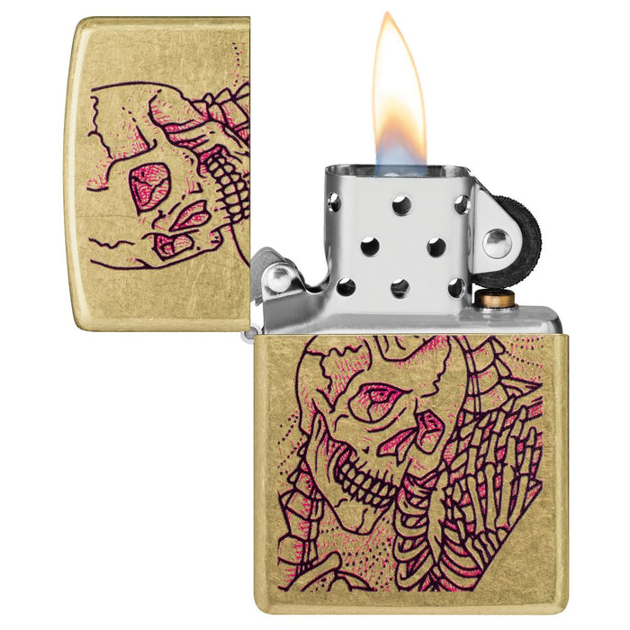 Zippo Lighter: Bony Embrace Design - Street Brass 47149
