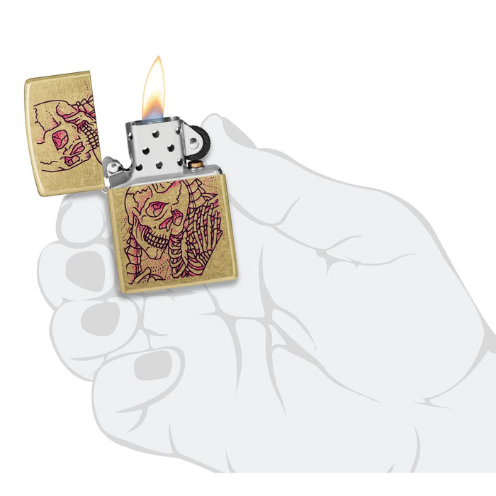 Zippo Lighter: Bony Embrace Design - Street Brass 47149