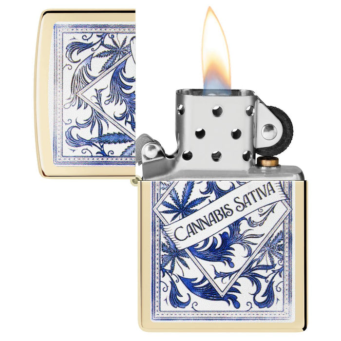 Zippo Lighter: Cannabis, Sativa Serenity Design - Champagne 47153