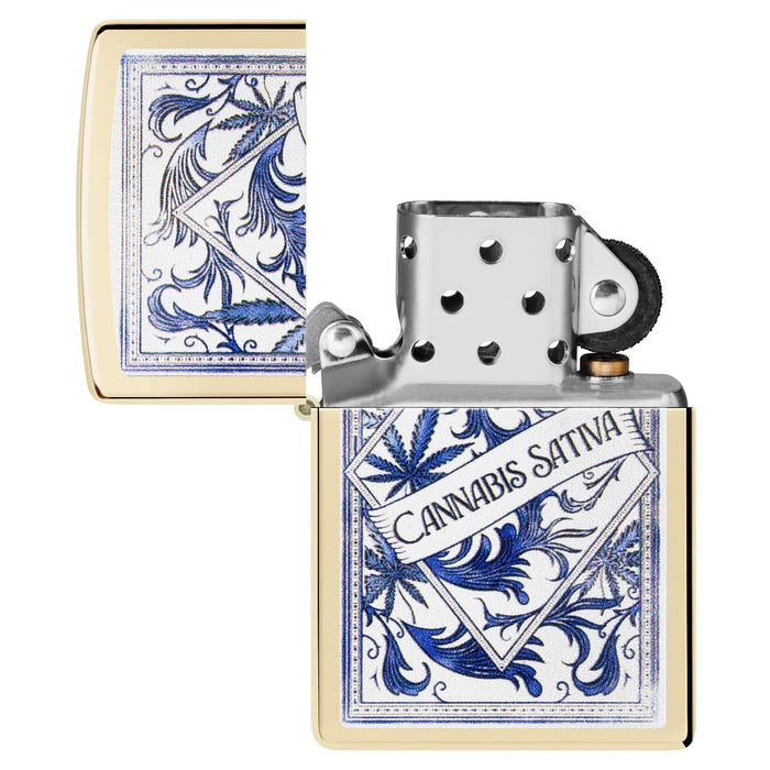 Zippo Lighter: Cannabis, Sativa Serenity Design - Champagne 47153