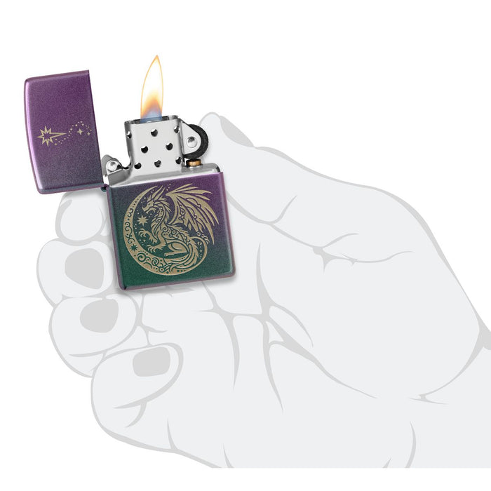 Zippo Lighter: Dragon Fantasy Design, Engraved - Iridescent 47151