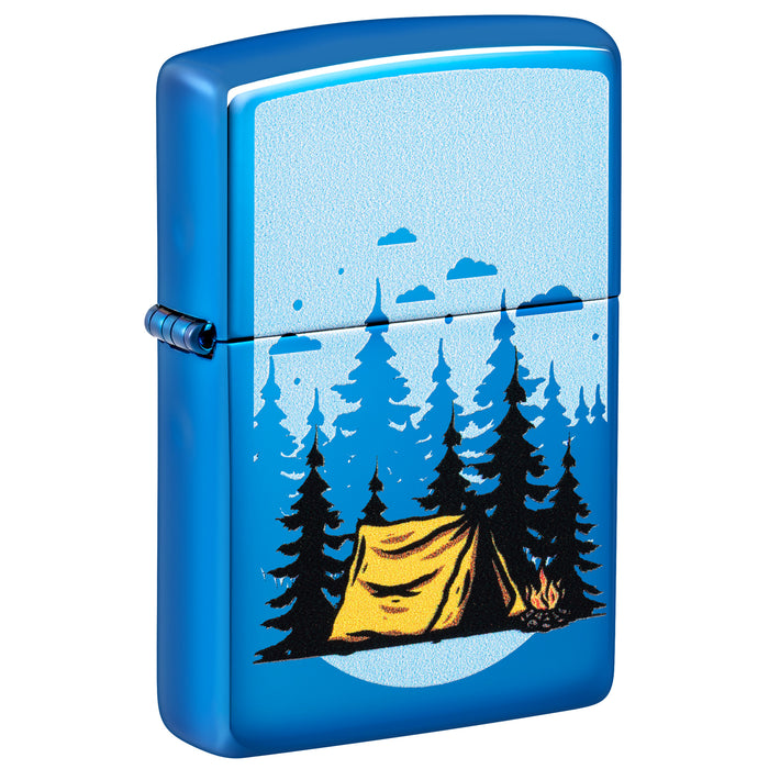 Zippo Lighter: Forest Flicker Design - High Polish Blue 47214
