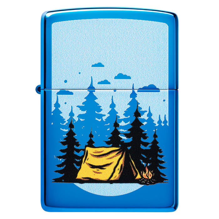 Zippo Lighter: Forest Flicker Design - High Polish Blue 47214