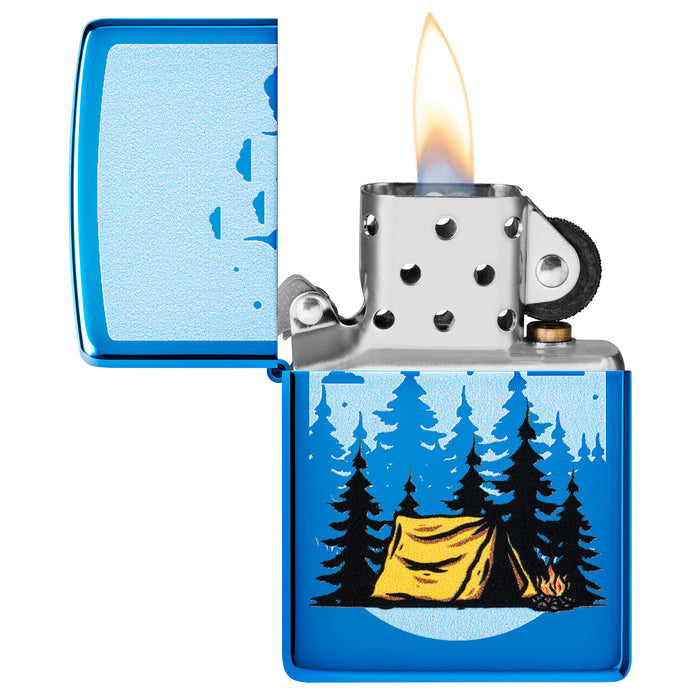 Zippo Lighter: Forest Flicker Design - High Polish Blue 47214
