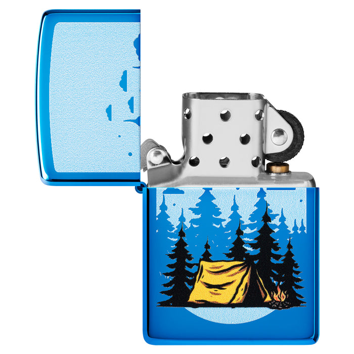 Zippo Lighter: Forest Flicker Design - High Polish Blue 47214