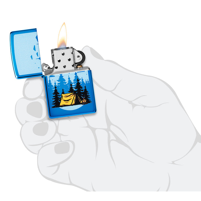 Zippo Lighter: Forest Flicker Design - High Polish Blue 47214