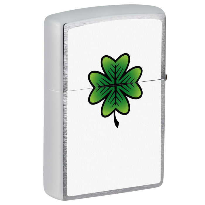 Zippo Lighter: Four Leaf Clover - Brushed Chrome 81725