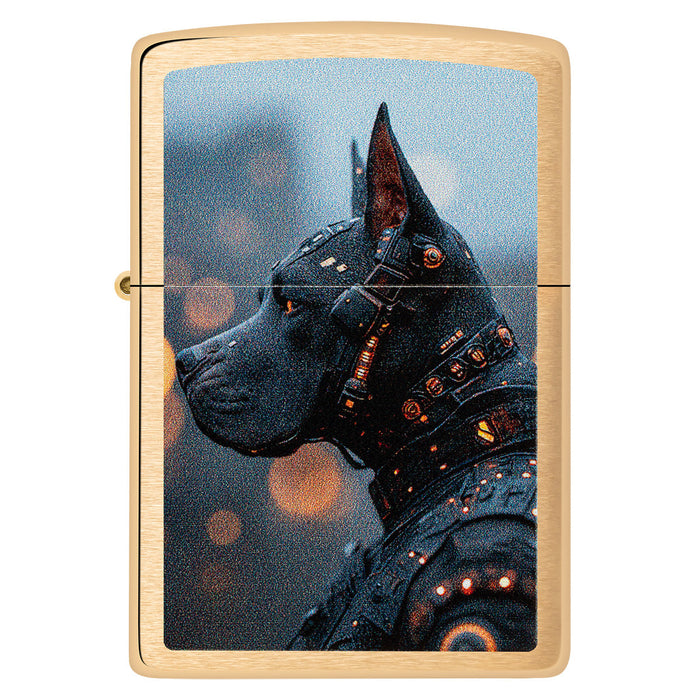 Zippo Lighter: Futuristic Dog - Brushed Brass 47025