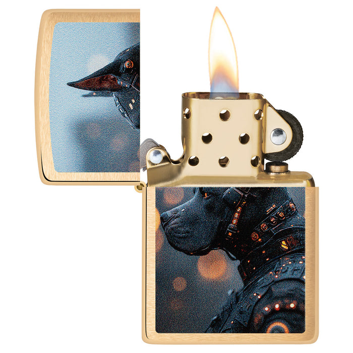 Zippo Lighter: Futuristic Dog - Brushed Brass 47025