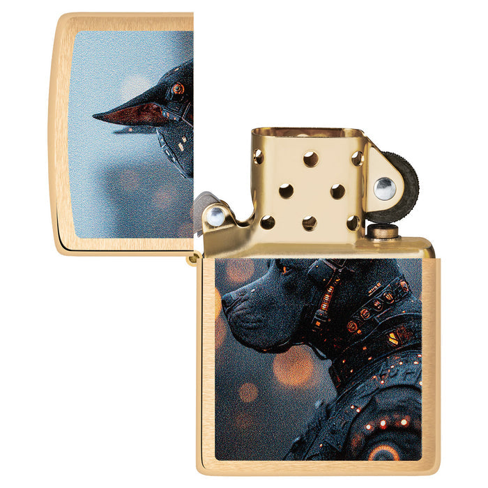 Zippo Lighter: Futuristic Dog - Brushed Brass 47025