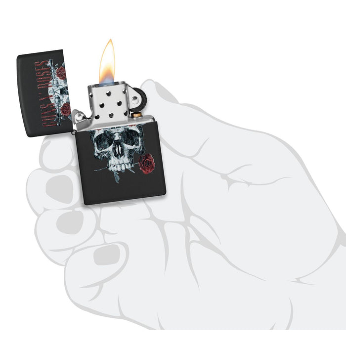 Zippo Lighter: Guns N' Roses, Skull and Roses - Black Matte 47227