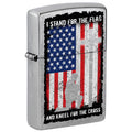 Zippo Lighter: I Stand For the Flag and Kneel For the Cross - Street Chrome 81745