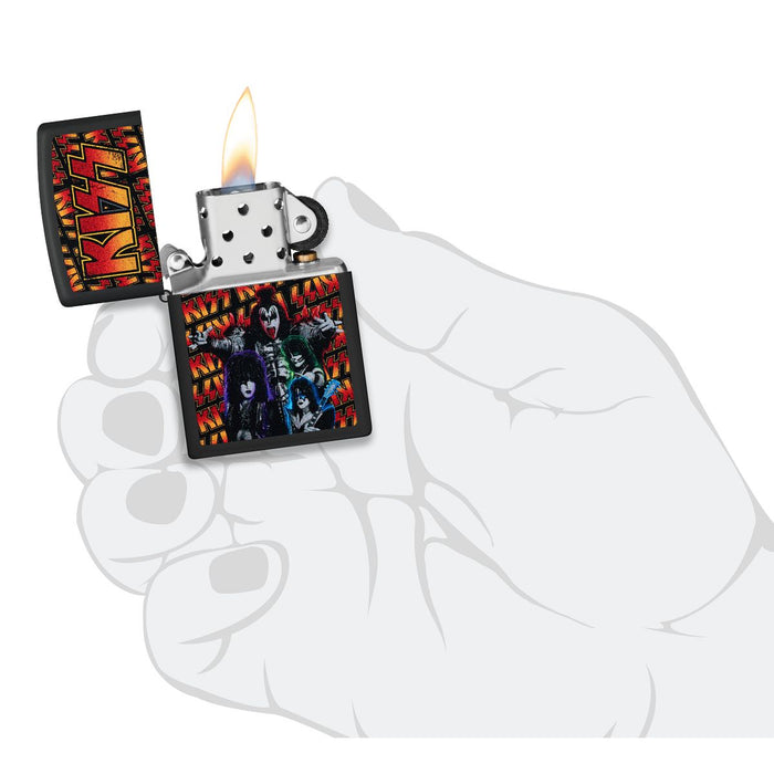 Zippo Lighter: KISS Design - Black Matte 47202