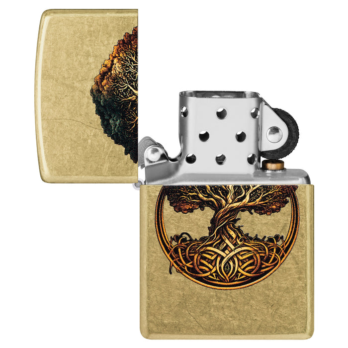 Zippo Lighter: Knotted Tree of Life Design - Street Brass 47176