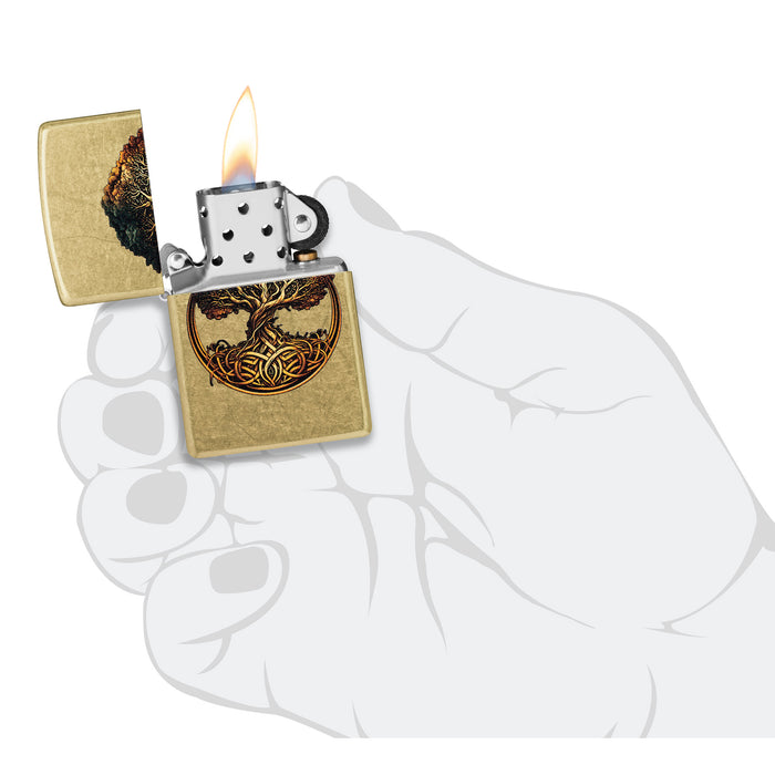 Zippo Lighter: Knotted Tree of Life Design - Street Brass 47176