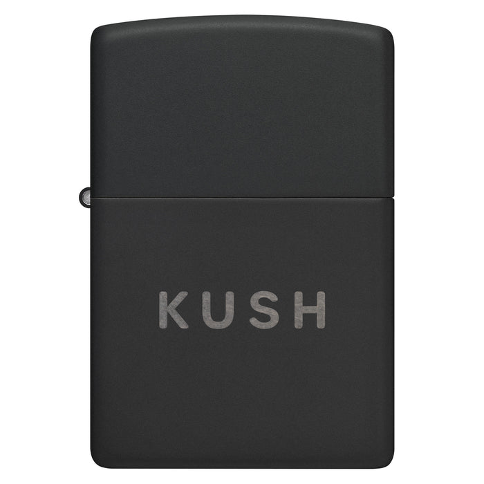 Zippo Lighter: Kush Design - Black Matte with Chrome 47215