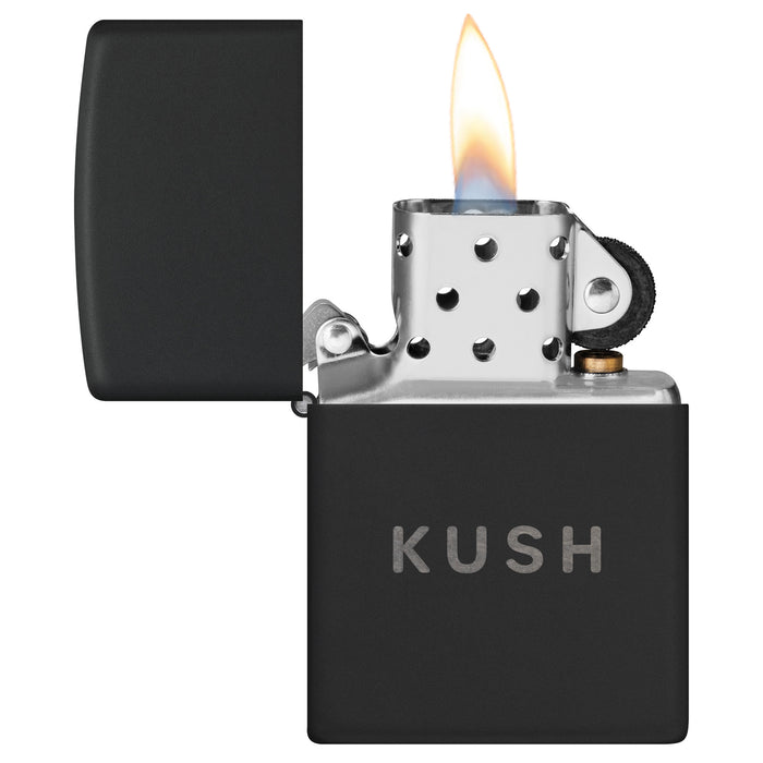 Zippo Lighter: Kush Design - Black Matte with Chrome 47215