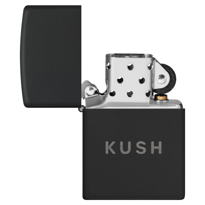 Zippo Lighter: Kush Design - Black Matte with Chrome 47215