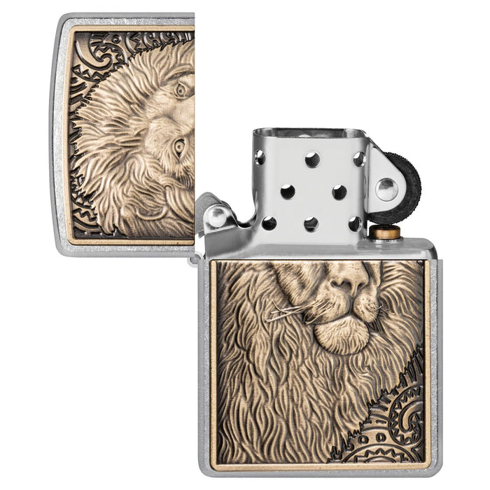 Zippo Lighter: Lion Emblem - Street Chrome 47171