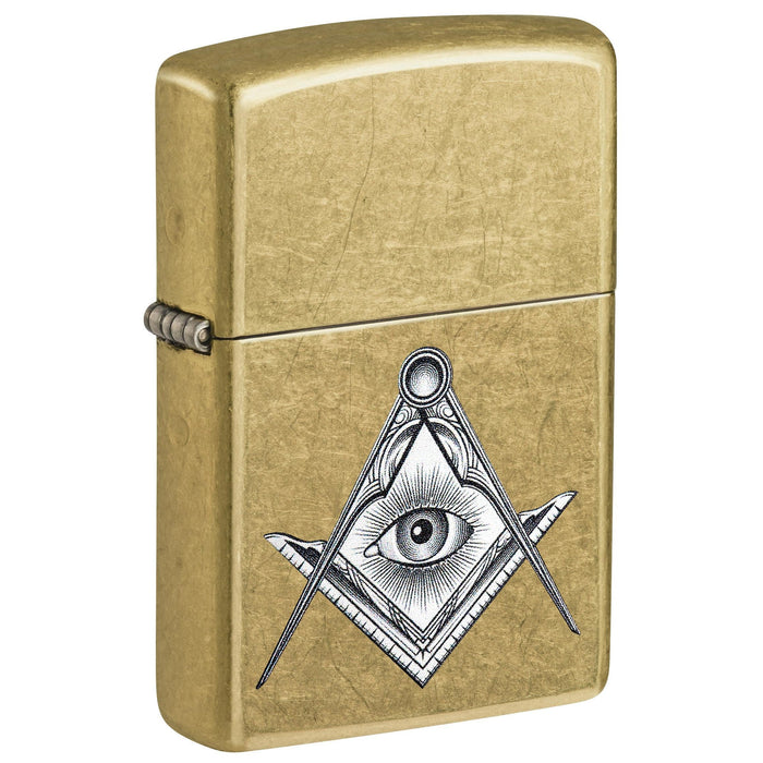 Zippo Lighter: Masonic Compass and Square - Street Brass 81736