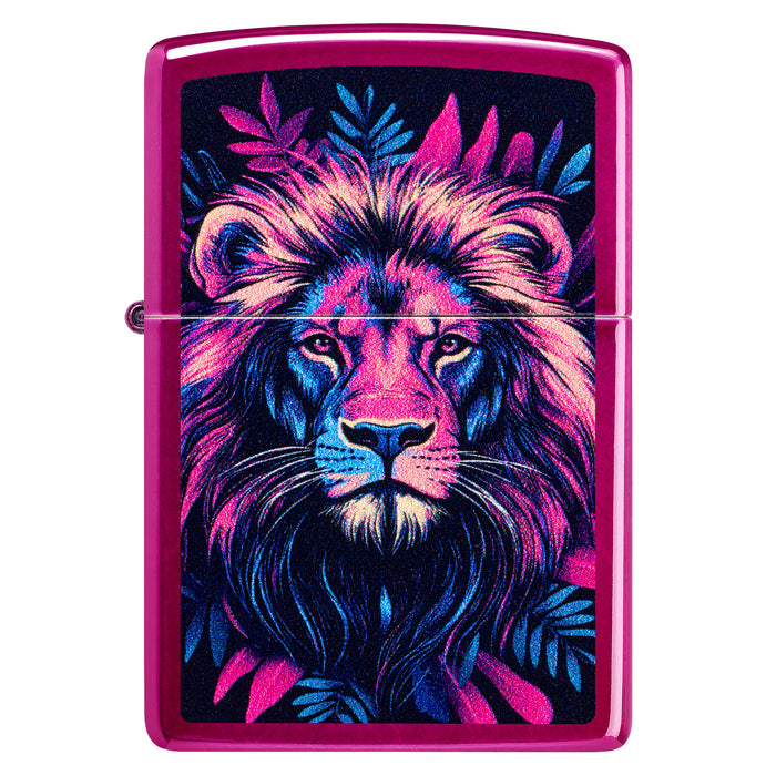 Zippo Lighter: Multicolor Lion Design - Candy Raspberry 47212