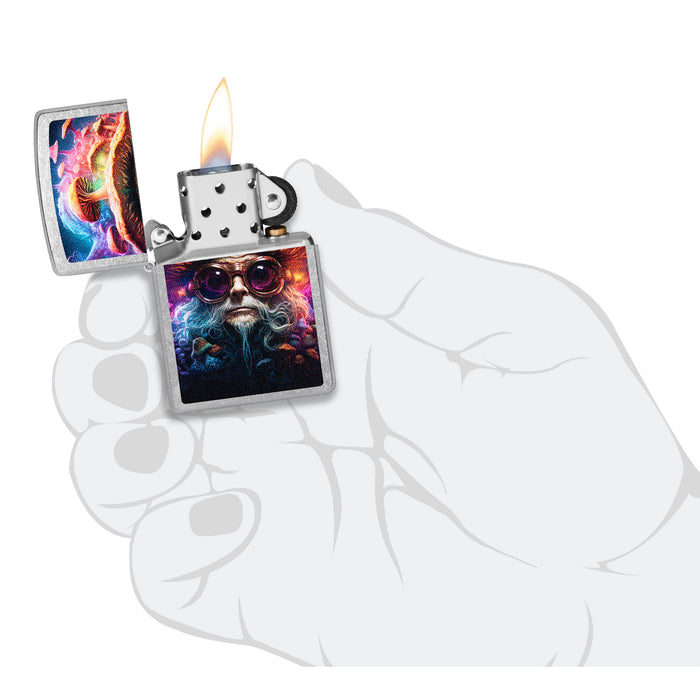 Zippo Lighter: Mushroom Man Design - Street Chrome 47184