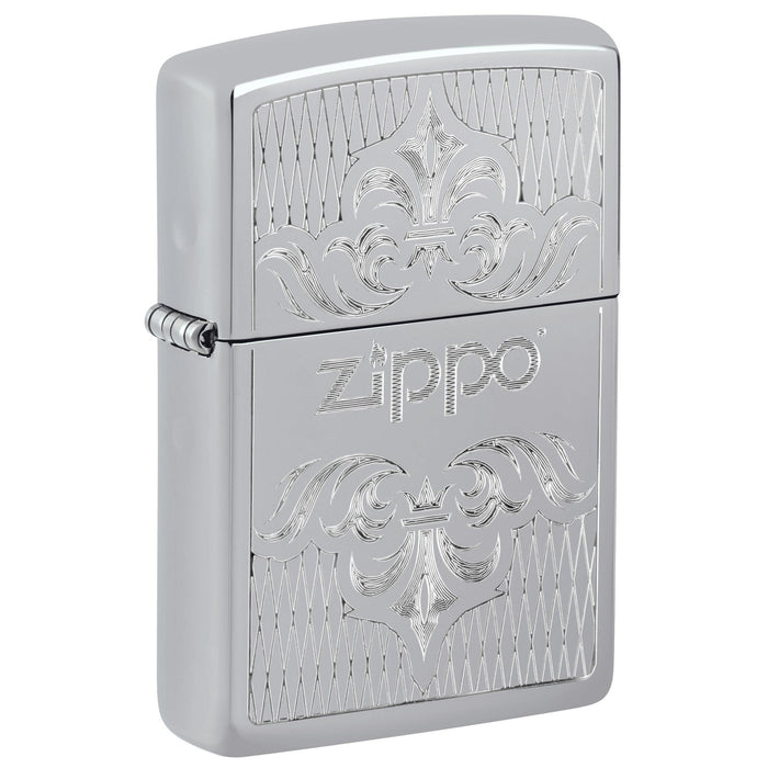 Zippo Lighter: Regal Zippo Design, Engraved - High Polish Chrome 81716
