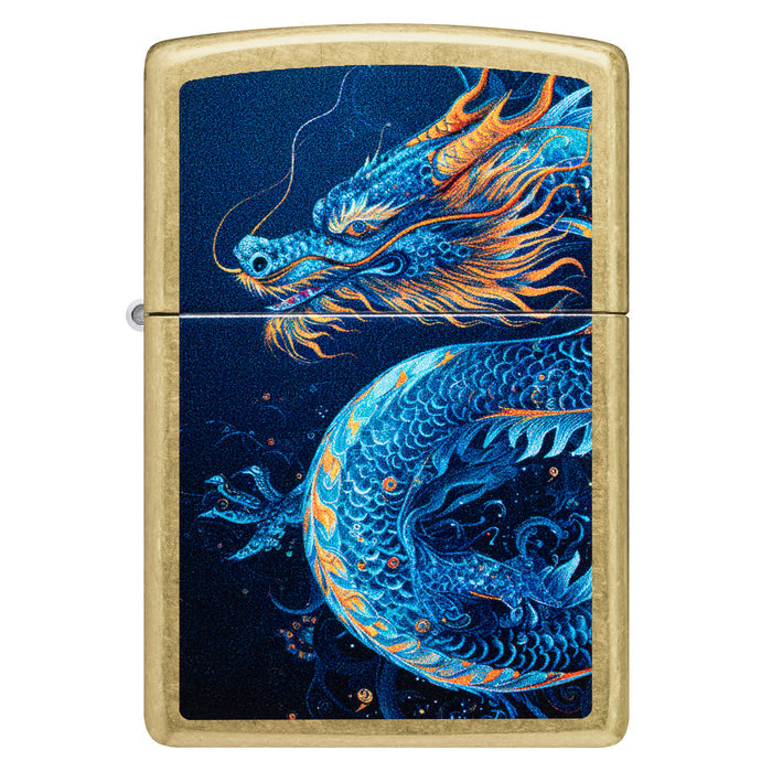 Zippo Lighter: Sea Dragon Design - Street Brass 47178