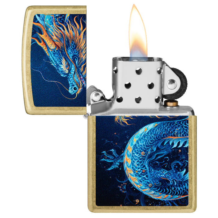 Zippo Lighter: Sea Dragon Design - Street Brass 47178