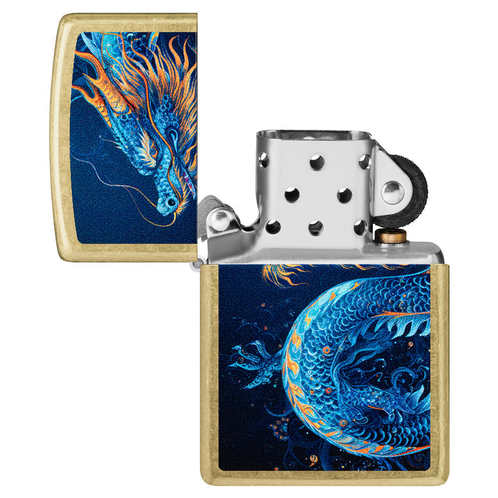 Zippo Lighter: Sea Dragon Design - Street Brass 47178