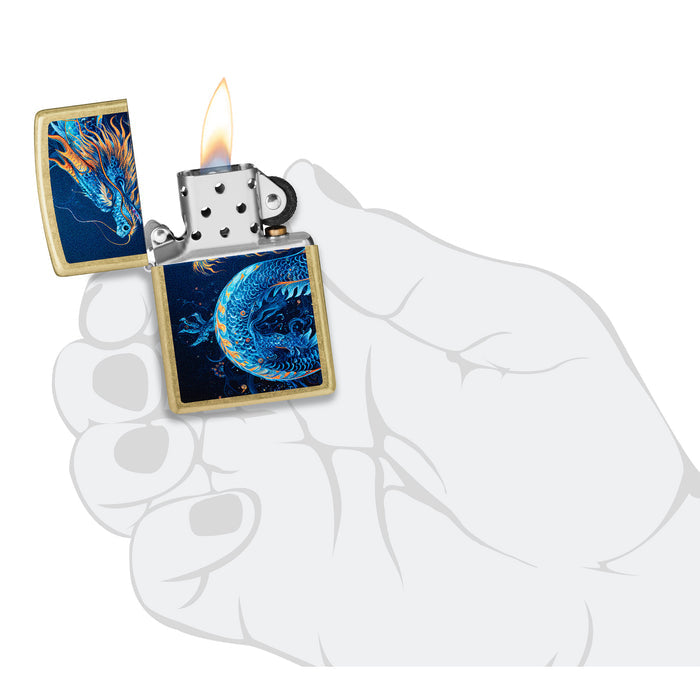 Zippo Lighter: Sea Dragon Design - Street Brass 47178