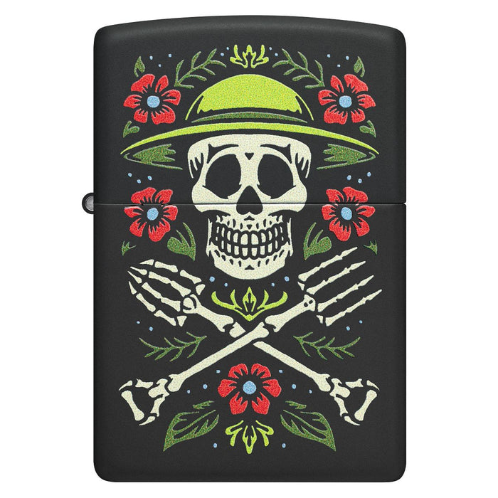 Zippo Lighter: Skeleton, Garden for Life - Black Matte 47152