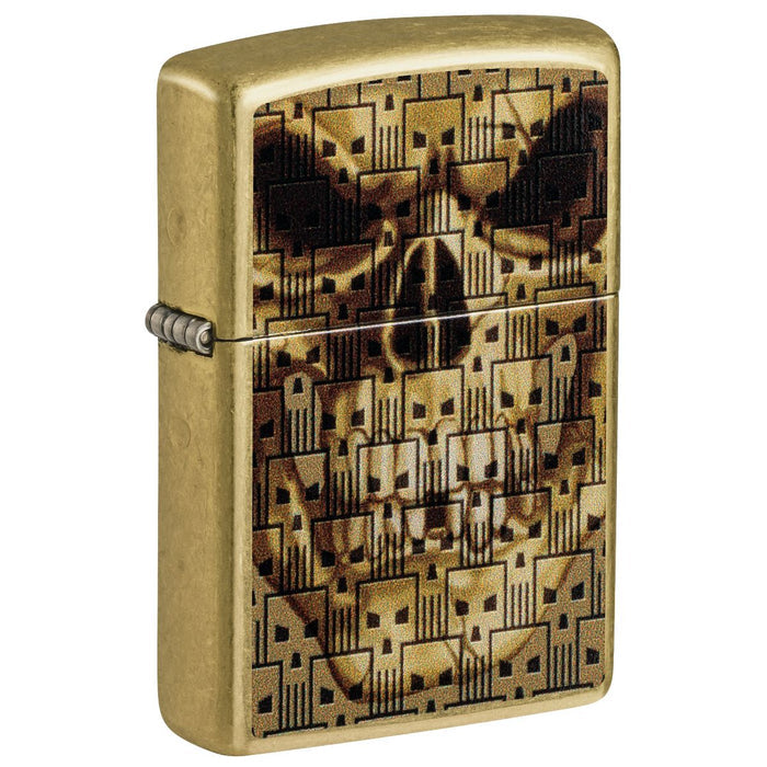 Zippo Lighter: Skulls on Skull - Street Brass 46937
