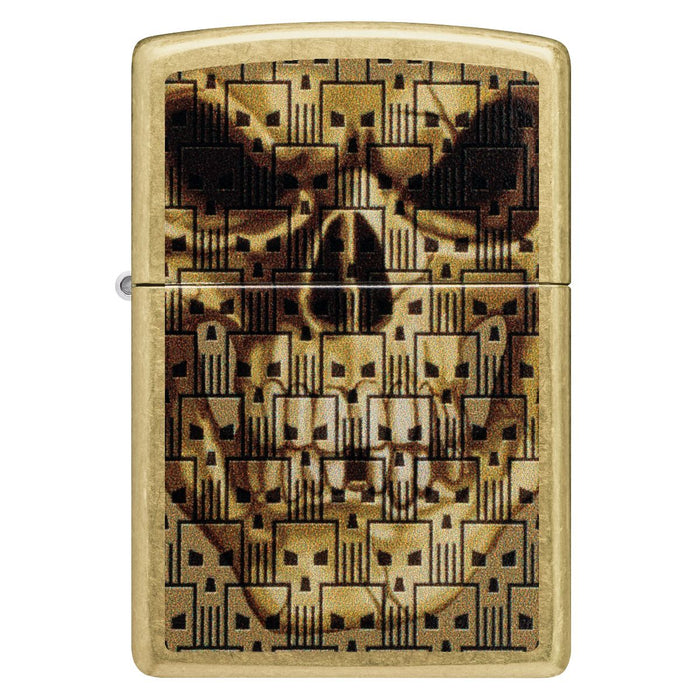 Zippo Lighter: Skulls on Skull - Street Brass 46937
