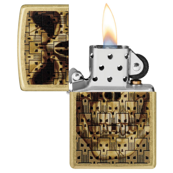 Zippo Lighter: Skulls on Skull - Street Brass 46937