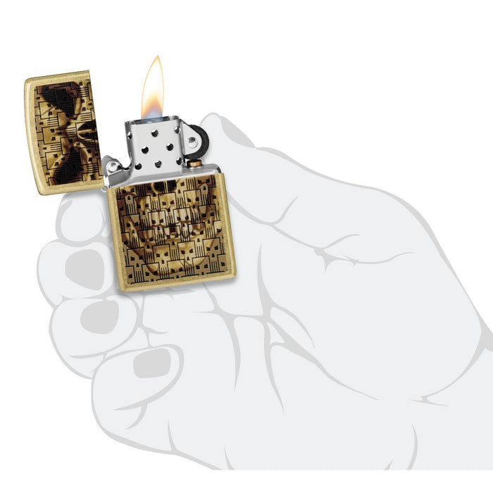 Zippo Lighter: Skulls on Skull - Street Brass 46937