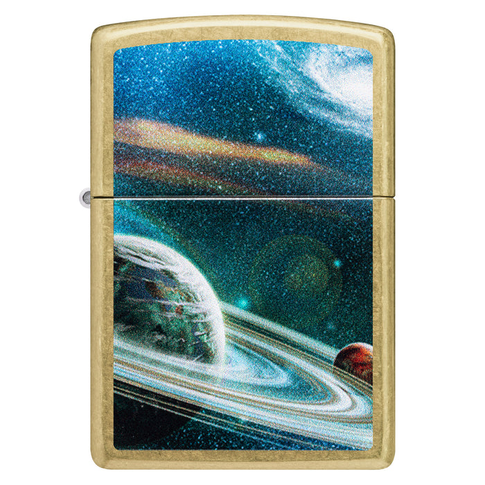 Zippo Lighter: Space Rings Design - Street Brass 47183