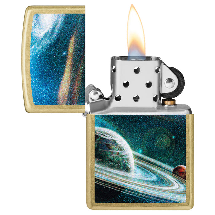 Zippo Lighter: Space Rings Design - Street Brass 47183