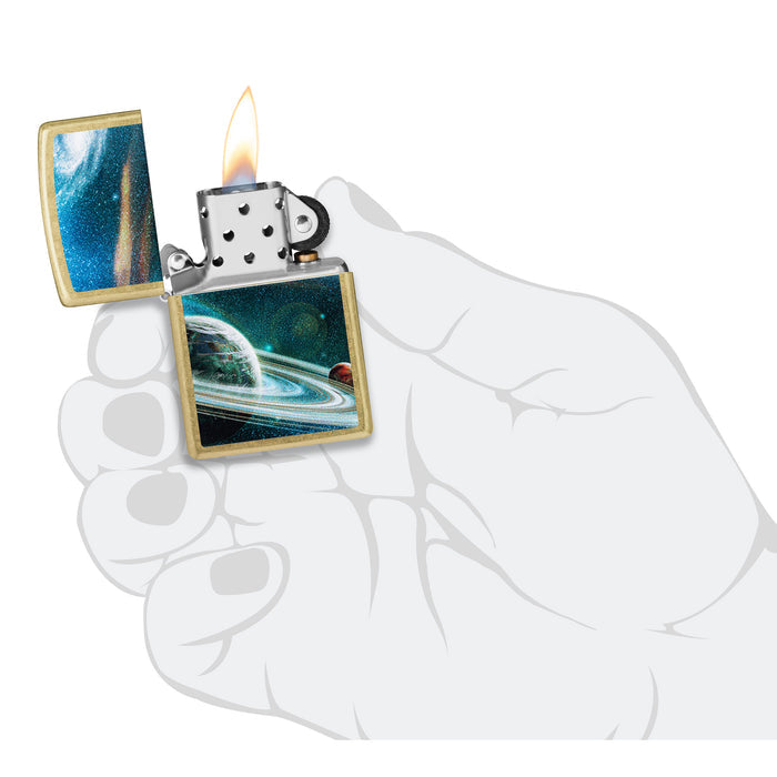 Zippo Lighter: Space Rings Design - Street Brass 47183