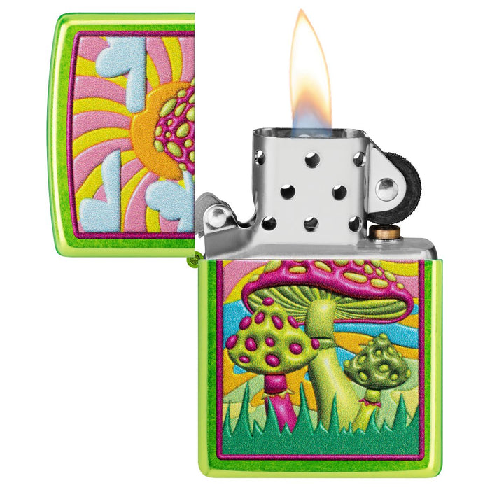 Zippo Lighter: Spotted Mushrooms Design - Lurid 46954