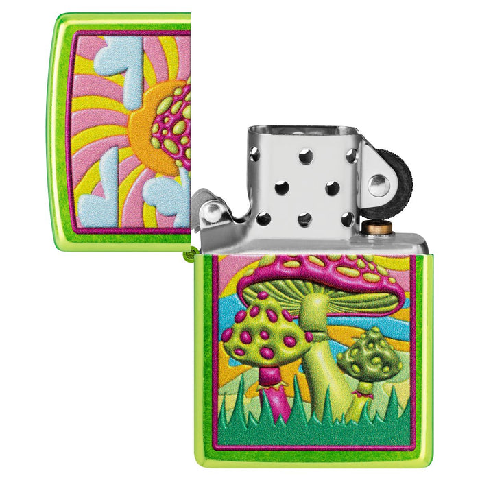 Zippo Lighter: Spotted Mushrooms Design - Lurid 46954