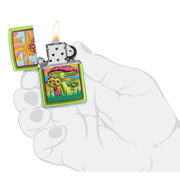Zippo Lighter: Spotted Mushrooms Design - Lurid 46954