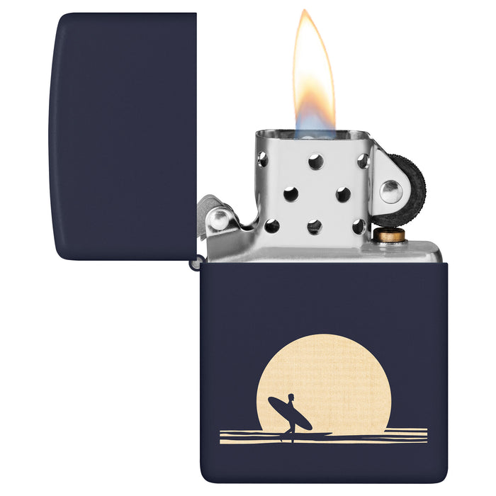 Zippo Lighter: Sun and Surf Design - Navy Matte 47213
