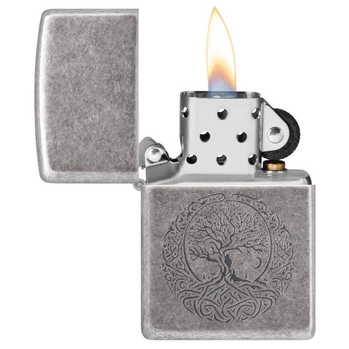 Zippo Lighter: Tree of Life, Engraved - Antique Silver Plate 46327