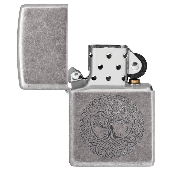 Zippo Lighter: Tree of Life, Engraved - Antique Silver Plate 46327