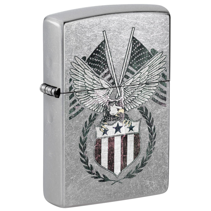 Zippo Lighter: United States Bald Eagle Crest - Street Chrome 81730