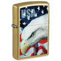 Zippo Lighter: USA Bald Eagle and Flag - Street Brass 81723
