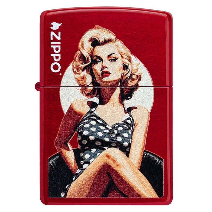 Zippo Lighter: Vintage Pin-up Girl - Candy Apple Red 46331