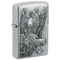 Zippo Lighter: Wolf Pack Emblem - Brushed Chrome 46960