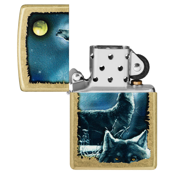 Zippo Lighter: Wolf Song Design - Street Brass 47189